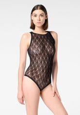 Rosy Net Floral Mesh Body - Black - Black | Oroblù