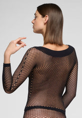 Long-Sleeve Mesh Top Etherea Mesh - Black - Black | Oroblù