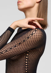 Long-Sleeve Mesh Top Etherea Mesh - Black - Black | Oroblù