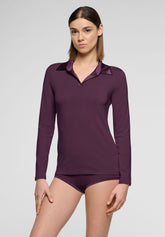 Perfect-Line---Polo--a-manches-longues-en-coton-et-modal-Coton - Violet - Violet 25 | Oroblù