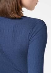 Maglia Manica Lunga in Modal Elasticizzato Perfect Line Rib - Cobalto - Cobalt | Oroblù