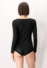 Maglia Manica Lunga in Micromodal e Cashmere Perfect Cashmere - Nero - Black | Oroblù