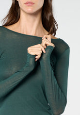 Maglia Manica Lunga in Micromodal e Cashmere Perfect Cashmere - Verde Foresta - Forest | Oroblù