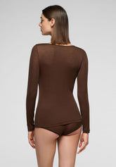 Micromodal and Cashmere Long Sleeve Sweater Perfect Cashmere - Chocolate 3 - Chocolate 3 | Oroblù