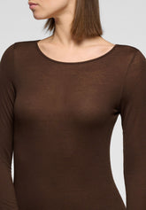 Micromodal and Cashmere Long Sleeve Sweater Perfect Cashmere - Chocolate 3 - Chocolate 3 | Oroblù