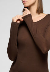 Micromodal and Cashmere Long Sleeve Sweater Perfect Cashmere - Chocolate 3 - Chocolate 3 | Oroblù