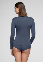 Pull--a-manches-longues-en-cachemire-Micromodal-et-Perfect - Metal - Metal 2 | Oroblù