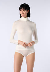 Maglia Dolcevita Manica Lunga in Micromodal e Cashmere Perfect Cashmere - Avorio - Ivory | Oroblù