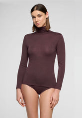 Pull--a-col-roul-e-en-cachemire-micromodal-et-parfait--a-manches-longues - Chocolat 3 - Chocolate 3 | Oroblù