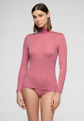 Micromodal and Cashmere Long Sleeve Turtleneck Sweater Perfect Cashmere - Peony - Peony 12 | Oroblù