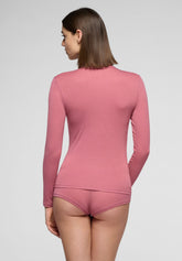 Micromodal and Cashmere Long Sleeve Turtleneck Sweater Perfect Cashmere - Peony - Peony 12 | Oroblù