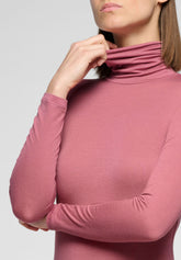 Micromodal and Cashmere Long Sleeve Turtleneck Sweater Perfect Cashmere - Peony - Peony 12 | Oroblù