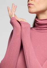 Micromodal and Cashmere Long Sleeve Turtleneck Sweater Perfect Cashmere - Peony - Peony 12 | Oroblù