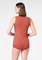 Perfect Line Cotton Halter-neck Top - Terracotta - Terracotta | Oroblù