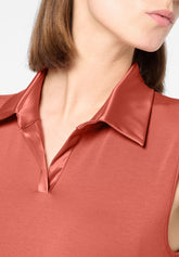 Perfect Line Cotton Halter-neck Top - Terracotta - Terracotta | Oroblù