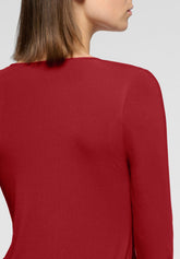 Lang armeliger Pullover mit Rundhalsausschnitt aus Stretch-Modal Perfect Line - Intensives Rot - Deep red | Oroblù