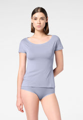 Maglia Manica Corta Scollo Tondo in Modal Elasticizzato Perfect Line Modal - Azzurro Grigio - Crystal grey | Oroblù