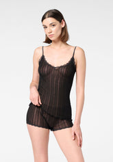 Top mit feinen Trägern aus Fil d’Écosse Luxe - Schwarz - Black | Oroblù