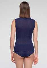 Top Smanicato Lupetto a Costine in Lana e Seta Silk Wool - Eclipse - Eclipse | Oroblù